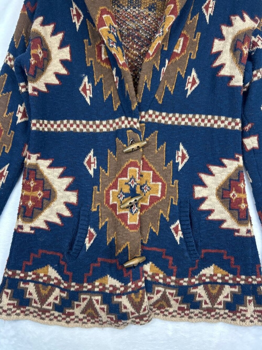 Faherty Women's Lodge Cardigan Women's S Aztec Southwestern Geometric Sweater - Picture 3 of 15
